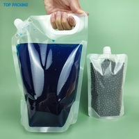 Logo imprimé personnalisé Mylar Doy Pack nourriture jus boisson en forme de liquide Eco Transparent Stand Up pochette bec pochette