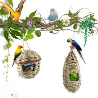 Vogelopvang Nest Papegaai Nest Raam Vogelhuisje Handgemaakt Hangend Vogelhuisje Warm Stro Benodigdheden Zwaluw Vogelnest