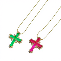 Collier pendentif en or 14 carats plaqué or, style chrétien gothique, diamant, croix de Jésus, tendance, style hip-hop, chaîne en laiton, unisexe