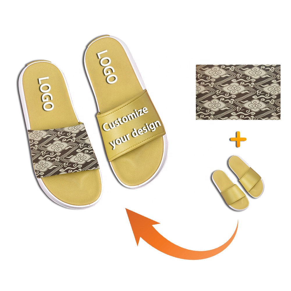 Custom Logo Printed Home Slippers Flip Flops Adult Women Men Slides