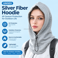 Sweat à capuche de protection EMF pour l'extérieur, mélange 42% argent, 53% coton, 5% nylon, avec cordon de serrage réglable, couvre-chef protecteur à capuche