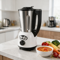 Mixeur chauffant 1,5~1,75 L avec 4 lames en acier inoxydable, carafe à alimentation par le haut, poignée ergonomique, pour préparations onctueuses et épaisses