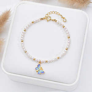 Bracelet en perles de millet d'eau douce naturelles de 3-4 mm en gros pour femmes, bijoux de mode papillon haut de gamme avec un style élégant - Product Image 6