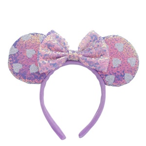 2025デザインミッキー耳ヘッドバンド甘いハートピンクベルベットマウス耳ヘッドバンドアクセサリーマウスヘッドバンド - Product Image 3