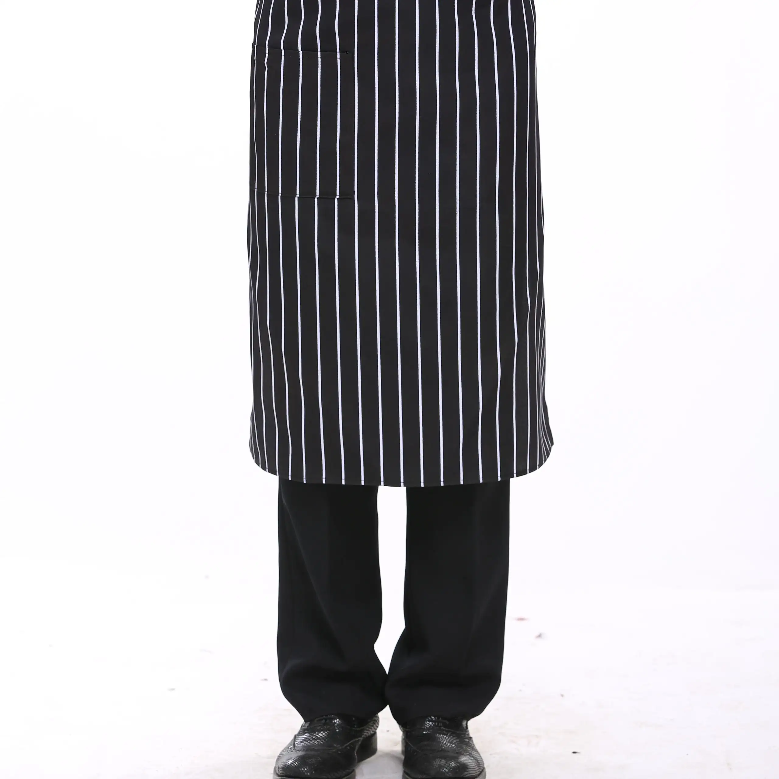 Хлопок Холст серверный кухонный логотип короткое тело полуобхват талии фартуки custom 3 карман официанта белье фартук