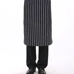 Baumwolle Leinwand Server Küche Logo kurze Körper Taille halbe Schürzen benutzer definierte 3 Tasche Kellner Leinen Taille Schürze