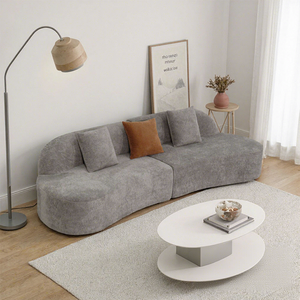 <span class=keywords><strong>Divano</strong></span> <span class=keywords><strong>Angolare</strong></span> Moderno Pieghevole in Tessuto con Imbottitura in Schiuma Pura, Tre Posti, Design Curvo per Appartamenti, Soggiorni e Hotel - Product Image 1