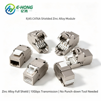 Module réseau mural CAT6A blindé, entièrement blindé, plaqué or, connecteur Keystone RJ45 en alliage de zinc argenté, 180 degrés, sans outil, 10 Gbit/s