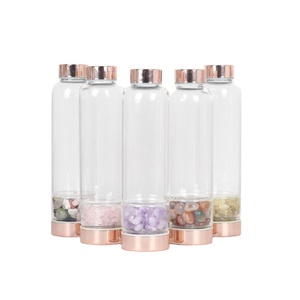 Bouteille d'<span class=keywords><strong>eau</strong></span> en verre Borosilicate, 1 pièce, avec couvercle en or Rose, pierres précieuses de guérison, bouteille d'<span class=keywords><strong>eau</strong></span> en quartz, pour cadeau - Product Image 3