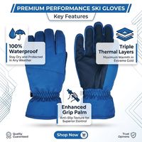 Guantes de Esquí Profesionales Impermeables con Pantalla Táctil, Protección Contra Impactos TJ SNOW, Térmicos, Antideslizantes, Resistentes al Viento, Dedos Completos, Unisex, Extremos