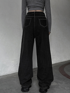 MH310 Jeans à jambe large imprimé papillon style américain streetwear pour femme, taille haute, coupe droite ample, style Old Spice Girl - Product Image 4