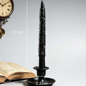 Vela de cera pura negra, retorcida, artesanal, perfumada, clásica, para centro de mesa de comedor o boda - Product Image 1