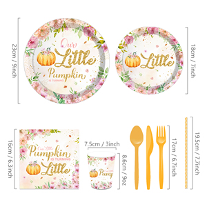 MM255 decorazioni per feste di zucca autunnale la nostra piccola zucca sta trasformando le stoviglie per le forniture di compleanno del bambino - Product Image 4