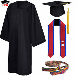 2025 공장 도매 사용자 정의 고등학교 매트 블랙 졸업 가운 및 모자 학교 행사 졸업 모자와 가운 - Product Image 1