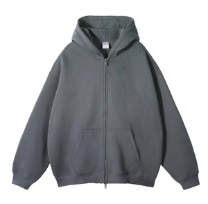 Dropshipping Sweat-shirt à capuche ras du cou avec logo personnalisé Sweat à capuche surdimensionné et lourd avec fermeture éclair complète - Product Image 3