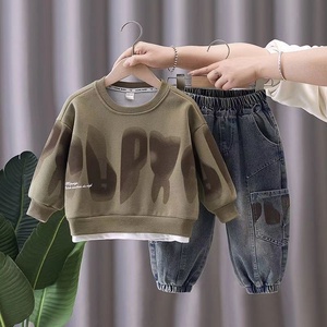 Completo Set Abbigliamento <span class=keywords><strong>Bambino</strong></span> Primavera Autunno: Felpa con Cappuccio in Cotone + Pantaloni (2 Pezzi) - Tuta Sportiva per Bambini - Idea Regalo - Product Image 2