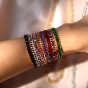 変色フリー18Kゴールドメッキテニスチェーンジュエリーアイスアウトバゲットダイヤモンドキュービックジルコニアテニスネックレス - Product Image 4