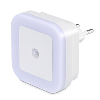 Veilleuse LED carrée sans fil, éclairage blanc chaud, design minimaliste, mini lampe ABS avec capteur de lumière, prise EU/US, pour chambre à coucher et chambre d'enfant