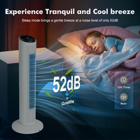 Ventilador de Torre eléctrico sin aspas para uso doméstico con luz indicadora LED Control digital Temporizador remoto para exteriores ABS 50W