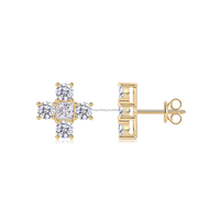 MYF Factory Boucles d'oreilles en argent sterling 925 Monssanite Plaqué or Design flocon de neige Moissanite Argent 925