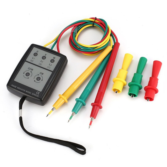 Phree Phase Indicator 200V~600V AC Rotation Tester Digital LED Buzzer Sequence Detector Voltage Meter Electrician Tool