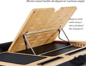 Combohome Lap bàn với gối đệm xách tay tre máy tính xách tay đứng với khe cắm cho máy tính bảng điện thoại Trọng lượng nhẹ máy tính xách tay Bàn khay - Product Image 5