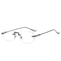 Inspiré sans monture en métal montures carrées à la mode Anti-lumière bleue lunettes pour hommes femmes diamant visage plaine jante Gafas Brille Anteojos