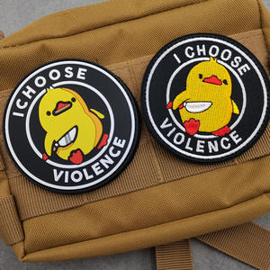 Caoutchouc PVC souple et tissu brodé I CHOOSE VIOLENCE Angry Little Yellow Duck Tactical Moral Patches avec crochet Loop Backing - Product Image 5