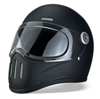 Nouveau casque de moto rétro en fibre de verre - Rouge/blanc classique - Prêt à l'emploi - Certifié DOT et 3C - Direct usine