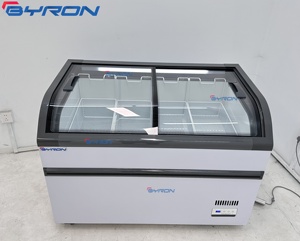 Congélateur îlot européen pour supermarché, à couvercle coulissant ouvert en hauteur, pour affichage combiné d'aliments surgelés en sac et de viande - Product Image 4