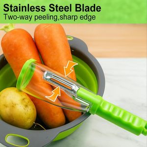 Multi-Function Creative Storage <b>Plastic</b> <b>Kitchen</b> Gadgets Vegetable Fruit Peeler Rubbish Box Paring Knife for Food Home Use - Product Image 4