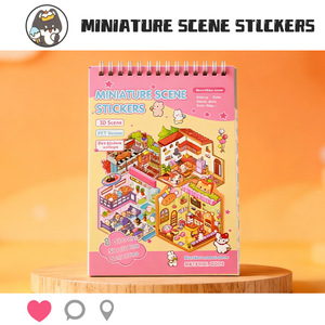 Mini House PET Scene Sticker Book, 8 pegatinas transparentes <span class=keywords><strong>de</strong></span> simulación <span class=keywords><strong>de</strong></span> panadería, cafetería, animales pequeños y muebles para diario, collage DIY - Product Image 5