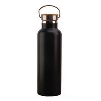 Bouteille d'eau isotherme en acier inoxydable de 500 ml (17 oz) avec couvercle en bambou, bouteille isotherme en acier inoxydable personnalisée de 1000 ml