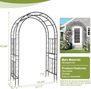 Arche de jardin de 7 pieds, arche métallique robuste, support décoratif pour treillis, idéale pour cérémonies de mariage, fêtes et plantes grimpantes - Product Image 2