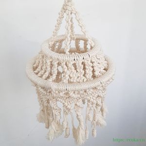 Abat-jour en macramé de Style Vintage 100% coton dentelle tenture murale à la main Boho respirant solide lustre tissé gland trame - Product Image 5