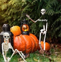 Envío Directo Transfronterizo, Esqueleto de Plástico de 40 cm Estilo Europeo para Halloween, Colgante de Calavera Humana, Articulado y Fácil de Montar