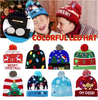 Bonnet tricoté de Noël à LED lumineux Bonnet de Noël Bonnet d'hiver unisexe avec LED colorées pour Noël Nouvel An