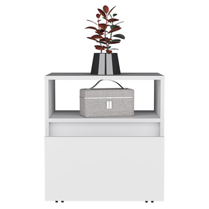 Austin Nightstand White Single <b>Drawer</b> <b>With</b> Casters <b>Storage</b> Side Table For Bedroom - Product Image 5