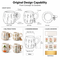 Lot de tasses à café en céramique blanches à motif floral citrouille, avec citations de Thanksgiving, vaisselle en porcelaine 11oz, cadeau pour la décoration intérieure
