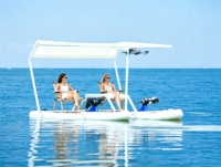 Catamaran gonflable à pédales pour 2 personnes avec planche de SUP gonflable, propulsion électrique, moteur, SUP gonflable pour la pêche