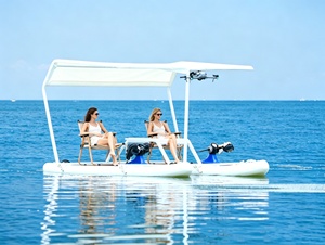 Catamarán Inflable con <span class=keywords><strong>Pedales</strong></span> para 2 Personas, con Tabla de SUP Inflable, Bote Inflable Eléctrico con Marco de SUP para Pesca - Product Image 1