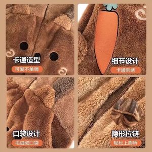 Pijama de una Pieza Radish Bear para Mujer, Otoño e Invierno, Felpa de Coral, Forro Polar Grueso, Cierre de <span class=keywords><strong>Cremallera</strong></span> - Product Image 4
