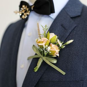 All'ingrosso simulazione artificiale dello sposo della sposa di nozze del ballo di fine anno di moda del corpetto della rosa spilla del fiore del polso del fiore della spalla - Product Image 4
