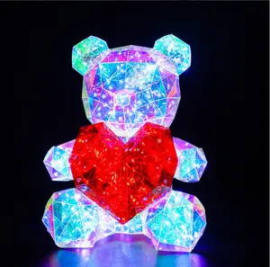 Nieuwe Valentijnsdag Holografisch Geschenk Teddybeer Gloeiende Led Teddybeer Voor Vriendin Kinderen Verjaardag Kerstcadeau