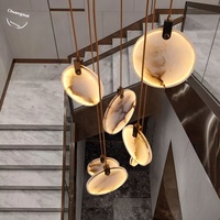 Lustre moderne simple en albâtre pour chambre modèle d'hôtel Villa vide salon bricolage lampes suspendues escalier duplex