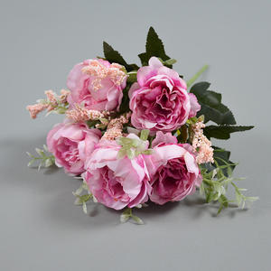 Flores artificiales de seda, peonía de cinco cabezas, hogar, jardín, <span class=keywords><strong>restaurante</strong></span>, decoración de boda, ramos de peonía de seda sintética - Product Image 1