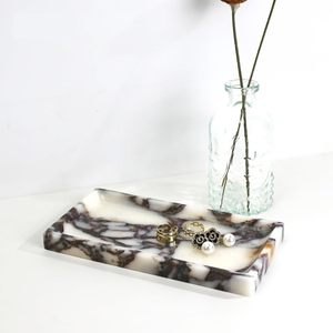 Bandeja de Almacenamiento de <span class=keywords><strong>Joyas</strong></span> de Mármol Calacatta Viola Única, Decoración Moderna y Elegante - Product Image 1