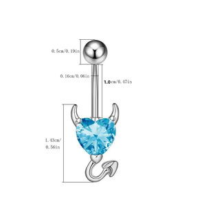 Atacado de Fábrica: Piercing de Umbigo Feminino com Chifre de Diabo Sexy e Coração de Zircônia – Joia Corporal - Product Image 3