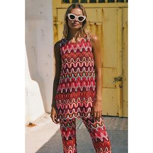 Ensemble 2 pièces personnalisé pour femme 2026 – Haut sans manches et pantalon imprimé vagues, taille mi-haute, en maille respirante polyester modal, idéal pour les soirées - Product Image 4