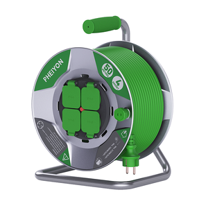 Enrouleur de câble <span class=keywords><strong>électrique</strong></span> <span class=keywords><strong>50m</strong></span>, câble en caoutchouc H05RR/H07RN, <span class=keywords><strong>rallonge</strong></span> 4 prises 16A IP44, usage <span class=keywords><strong>extérieur</strong></span> robuste pour appareils électroménagers - Product Image 2